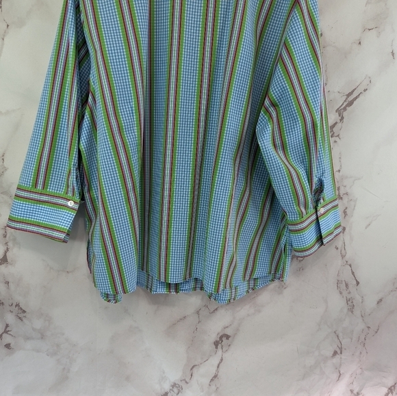 Foxcroft Shirt Womens 22W Blue Gingham Button Up Wrinkle Free Non Iron Pocket - Picture 7 of 8